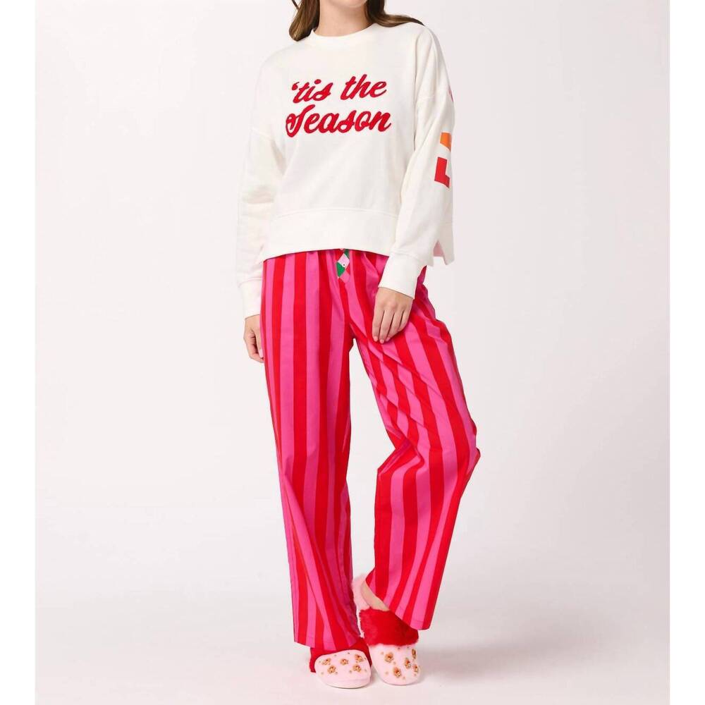 NEW SHIRALEAH festive stripe boxer pant in red